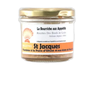 RILLETTES DE ST JACQUES A LA POIRE D'OLIVET ET POIRE TAPEES DE RIVARENNES 80 GR